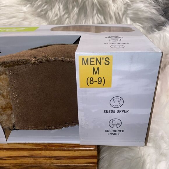 Eddie Bauer Men's West Haven Tan Suede Memory Foam Slippers. Size M 8-9 - Picture 2 of 3